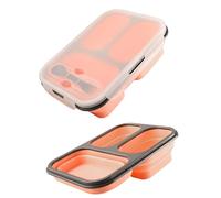 Generico Lunch Box - Silicone Box | 3 Compartment Food Storage Container | Foldable, Leakproof Lid, Microwave Safe, Dishwasher Safe, Freezer Šafe, For Adults Kids School Office Travel