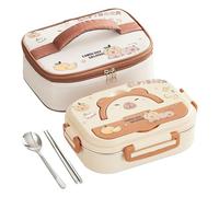 Genérico Lunch Box - Stainless Steel And PP, 9.06x6.69x2.95in Storage Container 3-Compartment Leakproof Box | Portable Food Organizer With Cutlery, Insulated Meal Container For School, Office, Picnic