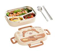 Genérico Lunch Box - Stainless Steel And PP, 9.06x6.69x2.95in Storage Container 3-Compartment Leakproof Box | Portable Food Organizer With Cutlery, Insulated Meal Container For School, Office, Picnic