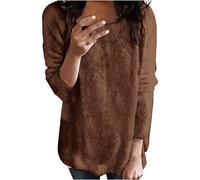 Generico Lupetto Donna Manica Lunga Maglione Pullover da Donna Sottile alla con Maniche Lunghe E Maniche Lunghe Chunky Knit Maglia Manica Lunga Brown XXXXL