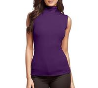 Generico Lupetto Donna Smanicato,Canotta Donna Estiva Elegante Senza Maniche Collo Alto Maglietta Top Elasticizzato Slim Fit Lupetto Tinta Unita Comoda Canotte da Traspirante