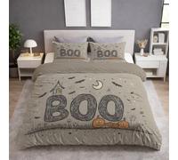 Generico Lusso Confortevole Set Copripiumino - Morbida, Facile Da Pulire, Non Si Stira Copripiuminis - Taupe - Matrimoniale Copripiumini(220 x 240) - Astratto Zucca Pipistrello Boo