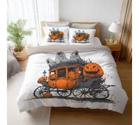 Generico Lusso Set Copripiumino Caldo e confortevole - Morbida, Easy Cura, Facile Da Pulire, Non Si Stira Copripiuminis - Bianco - Copripiumini(200 x 200) - Cartone Animato Carrozza Di Zucca Fantasma