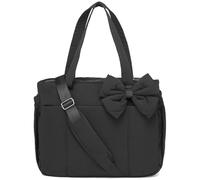 Generico Luvys Bag, Lightweight Crush Bow Tote Bag for Women, Quilted Puffy Crush Tote Bags for Daily Use Work Travel (Black)