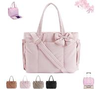 Generico Luvys Bag, Luvys Crush Bow Tote Bag, Quilted Puffy Crush Tote Bagswith Bow, for Daily Use Work Travel (Pink)