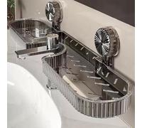 Generico Luxorio Suction Bathroom Organizer, Luxurious Wall-Mounted Suction Storage Rack, No Drilling Required to Hang Organizer, Bathrooms Organizers, Transparent Detachable (Gray)