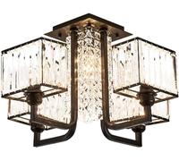 Generico Luxurious Ceiling Lamp K9 Crystal Living Room Lights 5 Heads Northern Europe Black Metal Chandelier Compatible with Bedroom Study Dining Room, lampadario da Pranzo