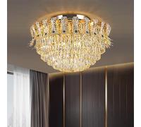 Generico Luxury Light Luxury Living Room Crystal Ceiling Lamp Golden Round Simple Atmosphere Restaurant Bedroom Lamp