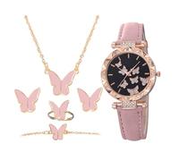 Generico Luxury Women’s Watch Set, Fashion Wristwatch with Butterfly Necklace, 1.97 Inches, Elegant Bracelet Gift Box for Travel, Party, Mother’s Day, Stylish Ladies Accessory