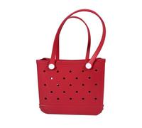 Generico M/L/XL Borse da spiaggia Cestino portaoggetti impermeabile in gomma Borsa viaggio a tracolla donna in tinta unita(Red,M 27x10x21cm)