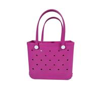 Generico M/L/XL Borse da spiaggia Cestino portaoggetti impermeabile in gomma Borsa viaggio a tracolla donna in tinta unita(Rose,L 35x33x13cm)