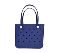 Generico M/L/XL Borse da spiaggia Cestino portaoggetti impermeabile in gomma Borsa viaggio a tracolla donna in tinta unita(Darkblue,M 27x10x21cm)