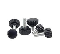 Generico M3 M4 M5 M6 M8 304 Stainless Steel Knurled Round Head Handle Screw Rubber Thumb Screw Knob Plastic Bakelite Hand Tighten Bolt(Carbon Steel,M4 X 16MM (10PCS)_Head Diameter 22MM)