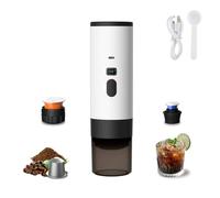 Generico Macchina Caffe Portatile 3-in-1, Macchina per Caffè Espresso con Display LED e Type-C per Viaggi, Ufficio e Auto, Auto-Riscaldamento in 3-5 Minuti (Bianco (Senza supporto e velluto))