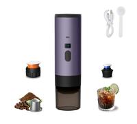 Generico Macchina Caffe Portatile 3-in-1, Macchina per Caffè Espresso con Display LED e Type-C per Viaggi, Ufficio e Auto, Auto-Riscaldamento in 3-5 Minuti (Viola (Senza supporto e velluto))