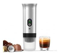 Generico Macchina Caffè Portatile Espresso 3-in-1 - Riscaldamento Acqua Automatico 5 Min, Batteria 7500mAh, 20 Bar Pressione - Compatibile con Capsule Grandi, Piccole e Caffè Macinato (Grigio)