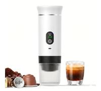 Generico Macchina Caffè Portatile Espresso 3-in-1 - Riscaldamento Acqua Automatico 5 Min, Batteria 7500mAh, 20 Bar Pressione - Compatibile con Capsule Grandi, Piccole e Caffè Macinato (Bianca)