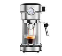 Generico Macchina da Caffè Espresso Pro. 1350 W, Manometro, Sistema Thermoblock, 20 Bar, Modalità Automatica per 1-2 Caffè, Vaporetto Orientabile, 1,2 L, Colore Acciaio