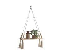 Generico Macrame Boho Wall Shelf Set - Hand Woven Hanging Storage Rack, Decorative Wall Mounted Display Item, Rustic Home Organization Accessory Tool | Stylish Interior Accent Piece Bedroom Setup
