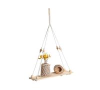 Generico Macrame Boho Wall Shelf Set - Hand Woven Hanging Storage Rack, Decorative Wall Mounted Display Item, Rustic Home Organization Accessory Tool | Stylish Interior Accent Piece Bedroom Setup