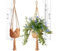 Generico Macrame Plant Hanger - 35 Inches Woven Rope Hanger | Boho Crochet Plant Holder, Ceiling Hook Planter,2-Pack Flower Pot for Ceiling, Window, Porch, and Indoor Decor