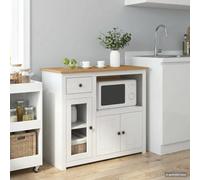 Generico Madia per Microonde Panama Bianco e Cera di Miele Pino Massello,Carrelli e Isole,Isole per cucina-42033389