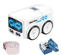 Generico Magic Mini Rc Bus - Magic Interactive Smart Minibus, Intelligent Remote Control Gesture Sensing Cartoon Car Vehicle, with Auto-Avoidance & LED Expression Lights, Easy to Control (White)