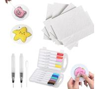 Generico Magic Puffy Paint, 3D Drawing Magic Canvas Sponge, Puffy Popcorn Drawing Texture Painting Kit, DIY Foam Texture Blank Painting Paper Set with 12 Markers and Foaming Pen (Rectangle Set/10pcs)