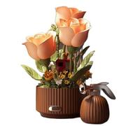 Generico Magic Watering Can Flower Building Blocks Set,Unfinished Products Remote Control Automatic Bloom,255 PCS Mechanical Flower Kit with Lights,Creative Botanical Block Decor for Home Gift