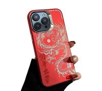Generico Magical Oriental Dragon Phone Case for 14/15/16/17 Pro Max, 3D Stereo Button Design, Glowing Oriental Dragon Phone Case (For iPhone 16 e,Red)