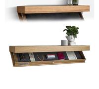 Generico MagicFlap Hidden Shelf, Floating Wall Shelfs with Secret Compartment, Modern Concealed Storage for Living Room, Office & Bedroom, Discreet Wall-Mounted Shelfwith Hidden Cabinet (Woodgrain)