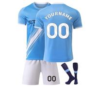 Generico Maglia Calcio Bambino 2025/2026 Personalizzata Stampato con Nome e Numero Ragazzi CalcioAllenamento T-Shirt con Calze e Pantaloncini e Calzini Regali di Calcio per Uomini e Ragazzi