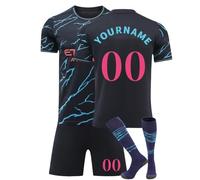 Generico Maglia Calcio Bambino 2025/2026 Personalizzata Stampato con Nome e Numero Ragazzi CalcioAllenamento T-Shirt con Calze e Pantaloncini e Calzini Regali di Calcio per Uomini e Ragazzi