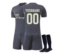 Generico Maglia da Calcio Madrid Personalizzata per Bambini 2024/2025 Maglietta Calcio Personalizzabile con Il Tuo Nome e Numero T-Shirt da Calcio e Pantaloncini Sportiva da Uomo, con Calze