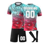 Generico Maglia da Calcio Madrid Personalizzata per Bambini 2024/2025 Maglietta Calcio Personalizzabile con Il Tuo Nome e Numero T-Shirt da Calcio e Pantaloncini Sportiva da Uomo, con Calze