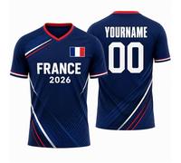 Generico Maglia da Calcio Personalizzata Francia 2026 con Nome e Numero per Uomini e Bambini Top Leggero da Tifoso per Tutta la Famiglia, celebrando L'Anno della Vittoria con Sguardo al 2026 (#14)