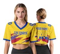 Generico Maglia da Calcio Personalizzata per Concorso - Nome e Numero Personalizzati, Crop Top a Rete Y2K, Maglia Estiva Larga - Regalo per Tifosi della Nazionale 2026
