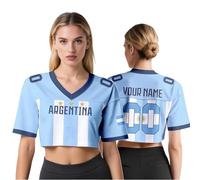 Generico Maglia da Calcio Personalizzata per Concorso - Nome e Numero Personalizzati, Crop Top a Rete Y2K, Maglia Estiva Larga - Regalo per Tifosi della Nazionale 2026