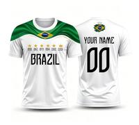 Generico Maglia da Calcio Personalizzata per Mondiali 2026 - Jersey Personalizzato con Nome E Numero per Uomo Donna Youth - Anni dei Titoli Mondiali & in Vista del 2026 (Brasile)