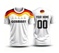 Generico Maglia da calcio tedesca personalizzata 2026 con bandiera - Top a maniche corte per uomo e donna, numero e nome - Divisa da tifoso per Mondiali, partite, feste, anche in versione famiglia