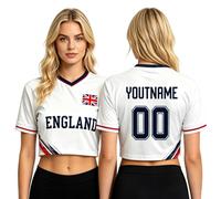 Generico Maglia da tifosa Personalizzata per la 2026 Crop Top Y2K con Nome e Numero Tenuta Corta da Fan per Ragazze Ideale per Partite o Feste