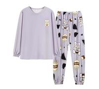 Generico Maglia Donna Cotone Manica Lunga Pigiama Dimensione Danza Pigiama in Cotone Donna Pigiama Donna Invernali Pigiama A Maniche Lunghe Pantaloni Pigiama Donna Pigiama Donna Pile Taglie Forti