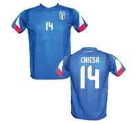 Generico Maglia Italia Blu o Bianca Personalizzata Chiesa 14 creata utilizzando Maglia Calcio Replica Autorizzata 2024 Taglie da Bambino Ragazzo (IT, età, 12 Anni, Regular, Blu)