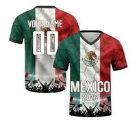 Generico Maglia Personalizzata Calcio Mondiali 2026, con Nome E Numero Stampati, Divisa da Tifoso con Bandiera Nazionale, Maglietta da Calcio per Uomo E Donna, Regali per I Tifosi (Messico)