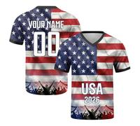 Generico Maglia Personalizzata Calcio Mondiali 2026, con Nome E Numero Stampati, Divisa da Tifoso con Bandiera Nazionale, Maglietta da Calcio per Uomo E Donna, Regali per I Tifosi (Stati Uniti)