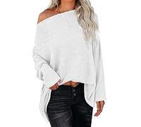 Generico Maglia Ragno Donna Maglione Oversize da Donna a Maniche Lunghe con Spalle Scoperte e Maniche Lunghe Maglia A Maniche Lunghe Donna (White, XL)
