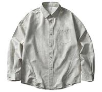 Generico Maglia Termica,Camicia No Stiro Uomo,Camicia a Maniche Lunghe Oversize, Stile Casual, Modello Tie-Dye, Camicia Coreana per Coppie, per la Stagione Autunnale (Khaki, M)