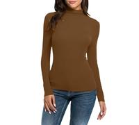 Generico Maglia Termica Donna Invernale Elegante Maglia Manica Lunga Elasticizzato Slim Fit Dolcevita Caldo Traspirante Sottogiacca Termico Collo Leggero Maglietta Casual per Tempo Libero