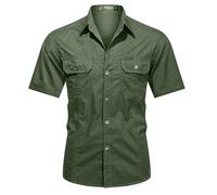 Generico Maglia Uomo per Lavoro a Maniche Corte, Casual con Taglio Svolto, Camicia in Cotone Soffice Dotata di Tasche Pratiche, Abbigliamento Versatile per Giorni Attivi(Green, XXXXXL)