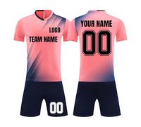 Generico Maglie da Calcio Personalizzate con Nome e Numero, Completo Maglia e Pantaloncini per Bambini e Adulti in Taglie 3XS-5XL